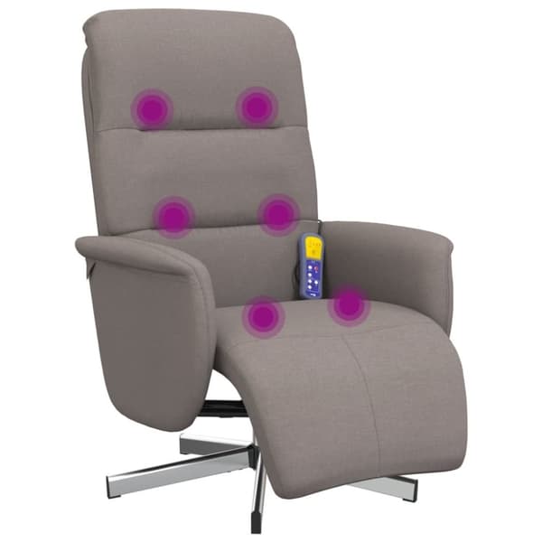 vidaXL massagestol med fodstøtte stof gråbrun