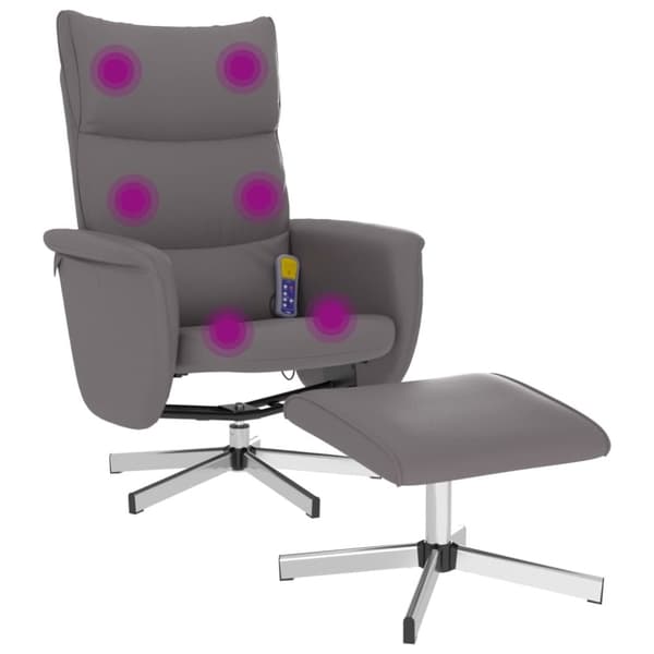 vidaXL Massagefåtölj med fotpall grå konstläder