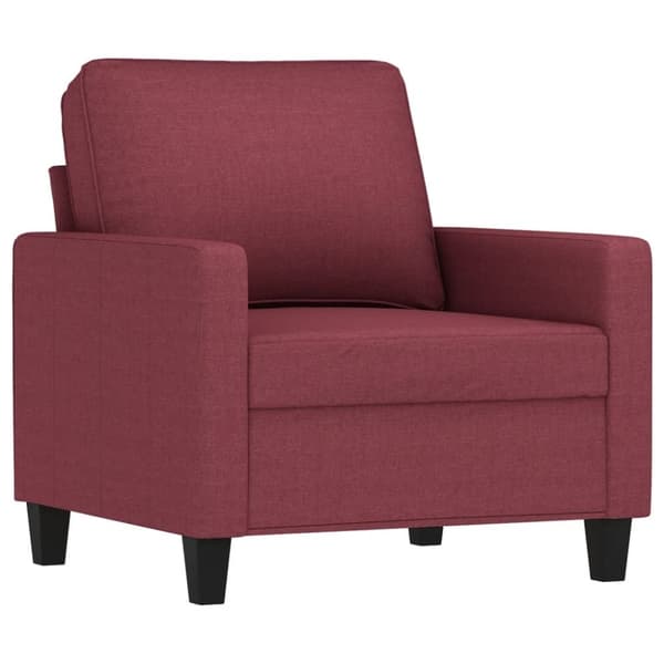 vidaXL Fåtölj med fotpall vinröd 60 cm tyg