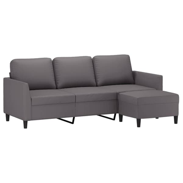 vidaXL 3-personers sofa med fodskammel 180 cm kunstlæder grå