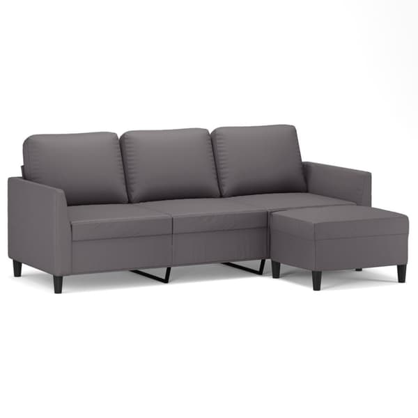 vidaXL 3-personers sofa med fodskammel 180 cm kunstlæder grå