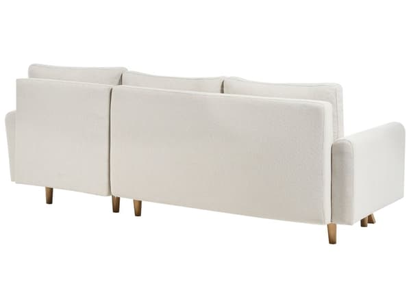 Venstre hjørnesofa Beige stoffpolstret med sovesofa med uttrekkbar ryggpute Treben