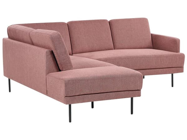 Høyrehånds hjørnesofa Polyester Rosa 4-seter Polstrede metallben Vevd stoff Polstret rygg Minimalistisk moderne