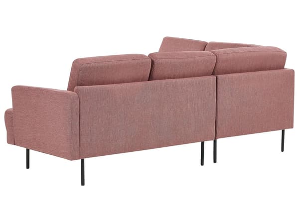Høyrehånds hjørnesofa Polyester Rosa 4-seter Polstrede metallben Vevd stoff Polstret rygg Minimalistisk moderne