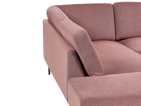 Høyrehånds hjørnesofa Polyester Rosa 4-seter Polstrede metallben Vevd stoff Polstret rygg Minimalistisk moderne