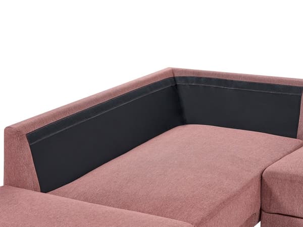 Høyrehånds hjørnesofa Polyester Rosa 4-seter Polstrede metallben Vevd stoff Polstret rygg Minimalistisk moderne