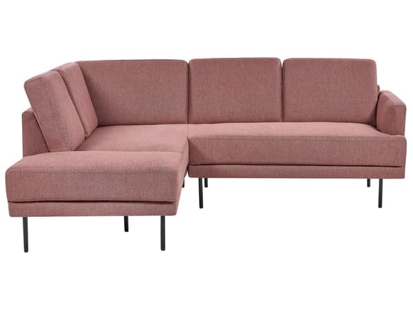 Høyrehånds hjørnesofa Polyester Rosa 4-seter Polstrede metallben Vevd stoff Polstret rygg Minimalistisk moderne
