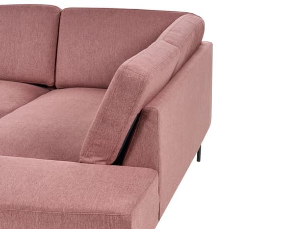 Venstrehånds hjørnesofa Polyester Rosa 4-seter Polstrede metallben Vevd stoff Polstret rygg Minimalistisk Moderne