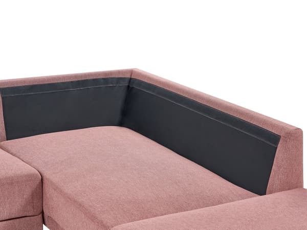 Venstrehånds hjørnesofa Polyester Rosa 4-seter Polstrede metallben Vevd stoff Polstret rygg Minimalistisk Moderne