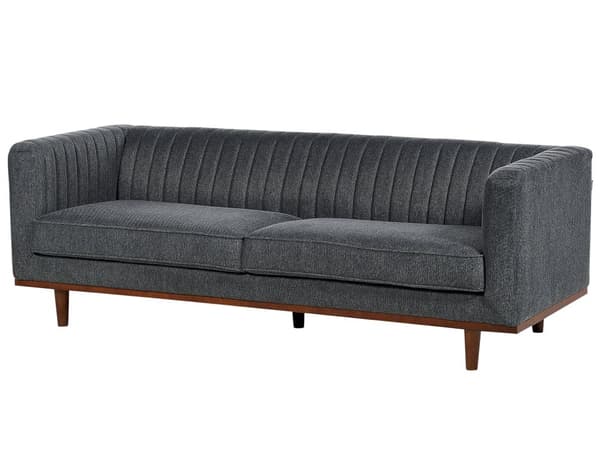 Sofa Mørkegrå Polyester Polstret 3-seter Moderne Sofa Stil Stue Brede Armlener Tuftet Ryggstøtte