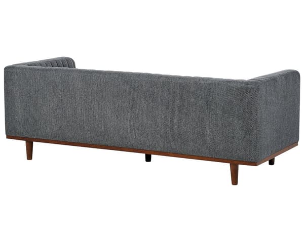 Sofa Mørkegrå Polyester Polstret 3-seter Moderne Sofa Stil Stue Brede Armlener Tuftet Ryggstøtte