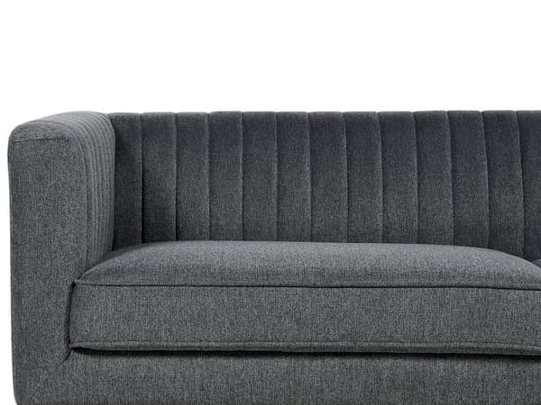 Sofa Mørkegrå Polyester Polstret 3-seter Moderne Sofa Stil Stue Brede Armlener Tuftet Ryggstøtte