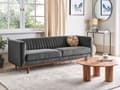 Miniatyrbilde 2 av 9: Sofa Mørkegrå Polyester Polstret 3-seter Moderne Sofa Stil Stue Brede Armlener Tuftet Ryggstøtte