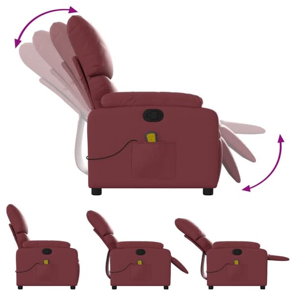 vidaXL Massagefåtölj vinröd konstläder