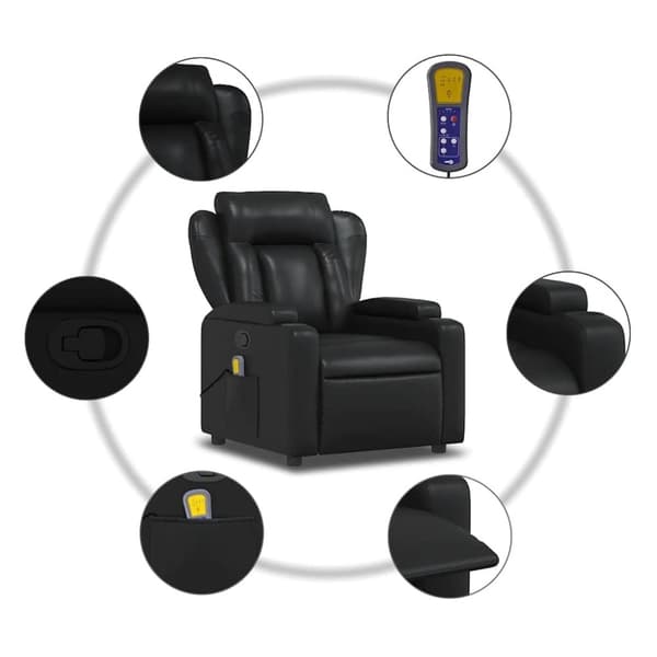 vidaXL Massagefåtölj svart konstläder