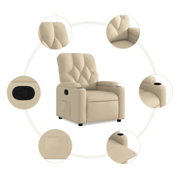 vidaXL Reclinerfåtölj gräddvit tyg