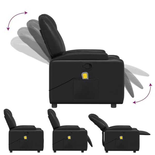 vidaXL Massagefåtölj svart konstläder