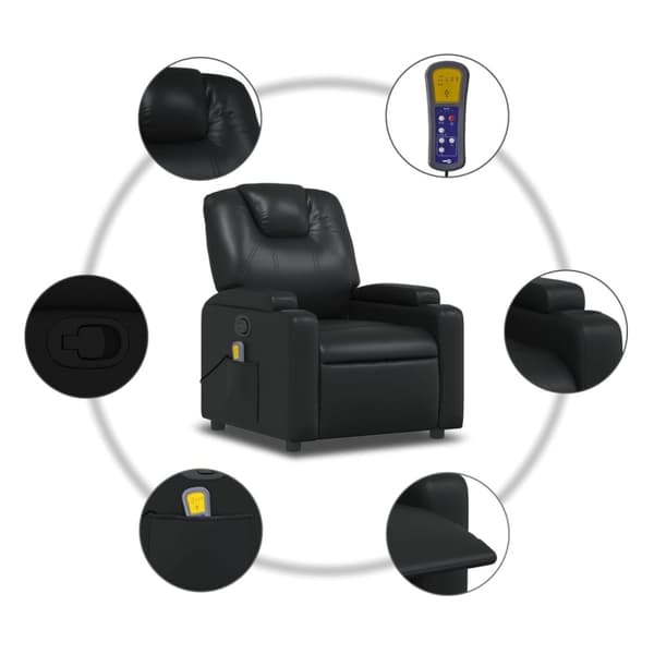vidaXL Massagefåtölj svart konstläder