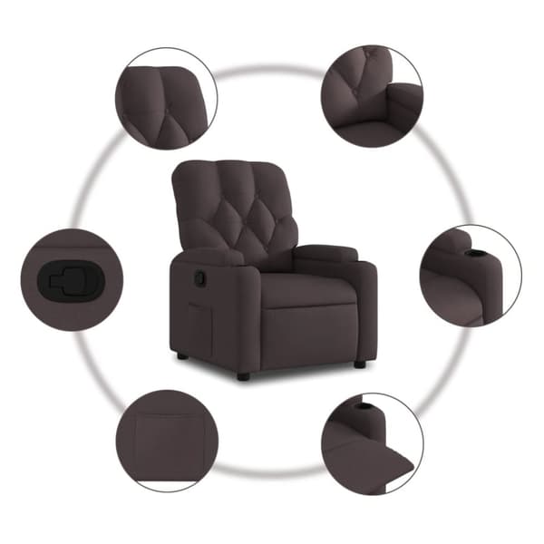vidaXL Reclinerfåtölj mörkbrun tyg