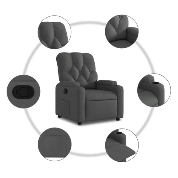 vidaXL Reclinerfåtölj mörkgrå tyg