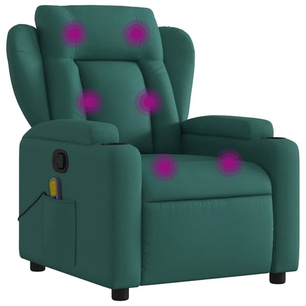 vidaXL Massagefåtölj mörkgrön tyg