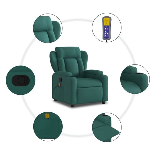 vidaXL massagestol stof mørkegrøn