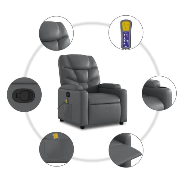 vidaXL Massagefåtölj grå konstläder