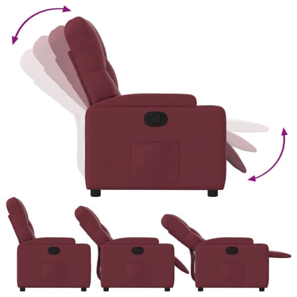 vidaXL Reclinerfåtölj vinröd tyg