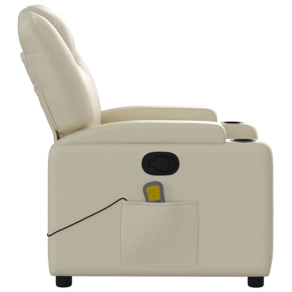 vidaXL Massagefåtölj gräddvit konstläder