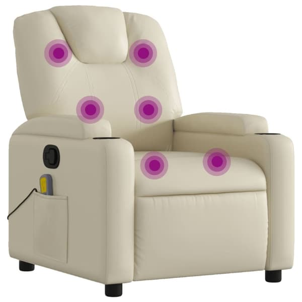 vidaXL Massagefåtölj gräddvit konstläder