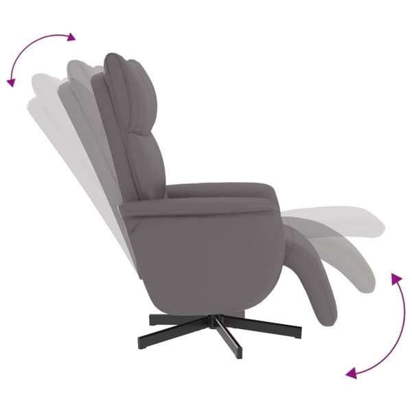 vidaXL Reclinerfåtölj med fotstöd grå konstläder