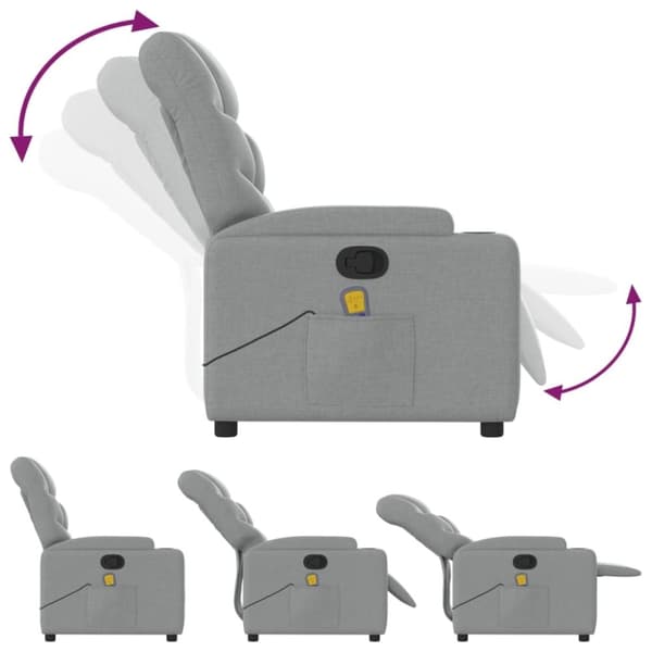 vidaXL Massagefåtölj ljusgrå tyg
