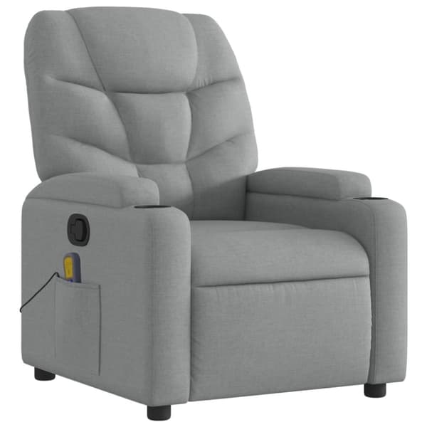 vidaXL Massagefåtölj ljusgrå tyg