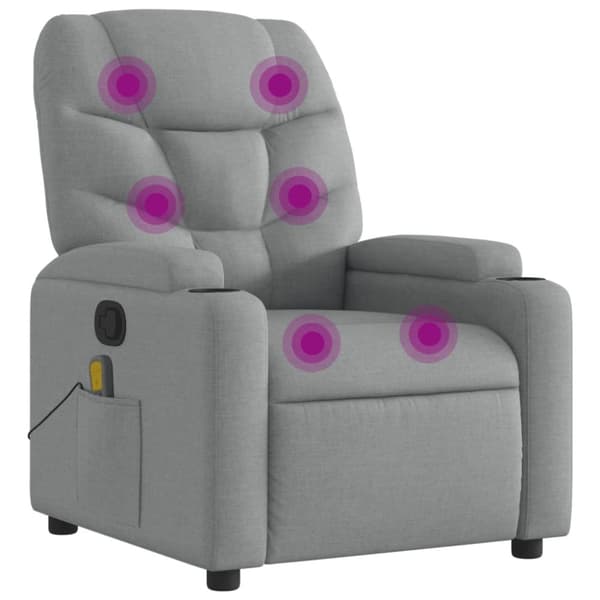 vidaXL Massagefåtölj ljusgrå tyg
