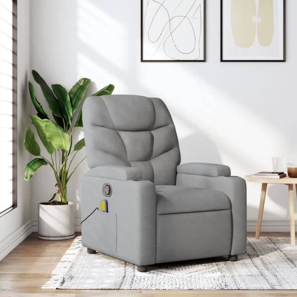 vidaXL massagestol stof lysegrå