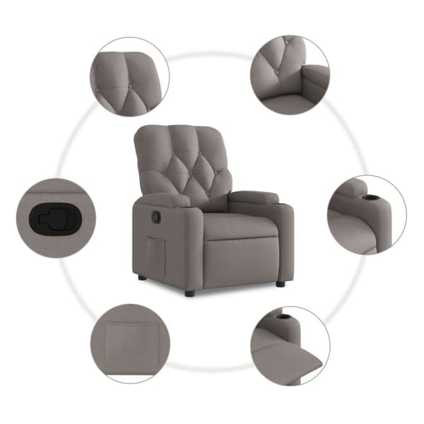 vidaXL Reclinerfåtölj taupe tyg