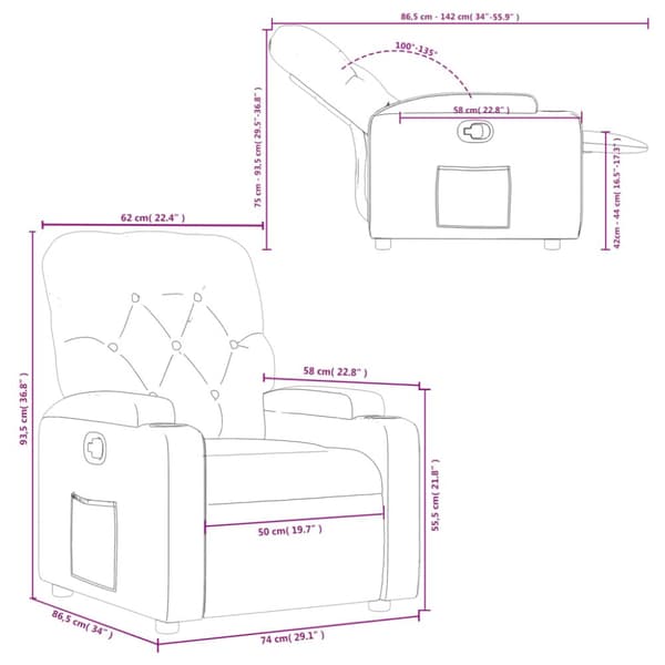 vidaXL Reclinerfåtölj taupe tyg