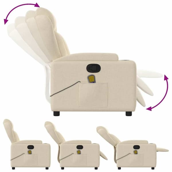 vidaXL massagestol stof cremefarvet