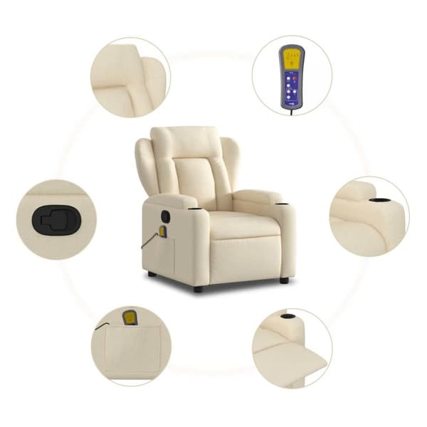 vidaXL massagestol stof cremefarvet