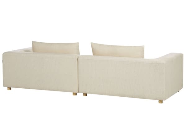 Sofa Stoff Beige Polyester Møbeltrekk Sofa 3 Seter Polstret Armlener Stue Moderne Komfortabel Koselig