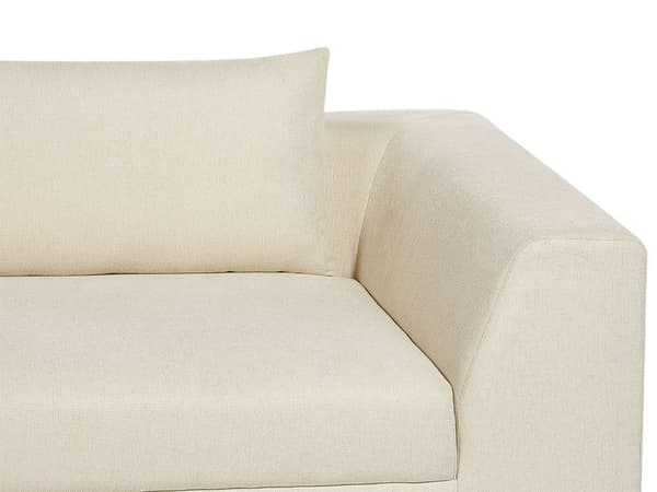Sofa Stoff Beige Polyester Møbeltrekk Sofa 3 Seter Polstret Armlener Stue Moderne Komfortabel Koselig