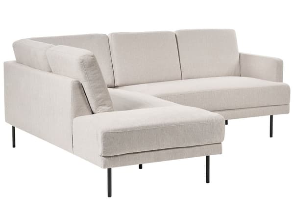Höger hörn Soffa Polyester Ljusbeige 4-sits Möbeltapetserad Metallben Vävt tyg Kudde i ryggen Minimalistisk Modern