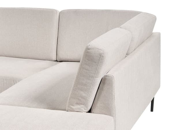 Höger hörn Soffa Polyester Ljusbeige 4-sits Möbeltapetserad Metallben Vävt tyg Kudde i ryggen Minimalistisk Modern