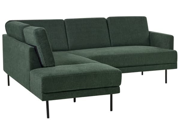 Höger hörn Soffa Polyester Mörkgrön 4-sits Möbeltapetserad Metallben Vävt tyg Kudde i ryggen Minimalistisk Modern