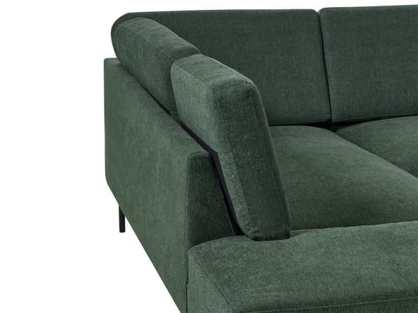 Höger hörn Soffa Polyester Mörkgrön 4-sits Möbeltapetserad Metallben Vävt tyg Kudde i ryggen Minimalistisk Modern