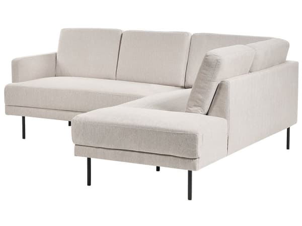 Vänster Hörnsoffa Polyester Ljusbeige 4-sits Möbeltapetserad Metallben Vävt tyg Kuddad rygg Minimalistisk Modern