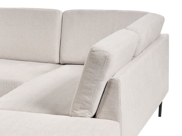 Vänster Hörnsoffa Polyester Ljusbeige 4-sits Möbeltapetserad Metallben Vävt tyg Kuddad rygg Minimalistisk Modern