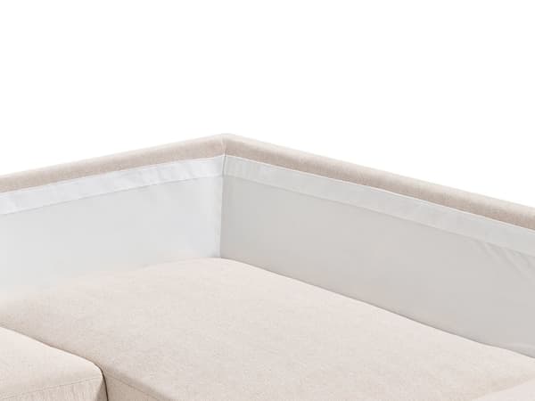 Vänster Hörnsoffa Polyester Ljusbeige 4-sits Möbeltapetserad Metallben Vävt tyg Kuddad rygg Minimalistisk Modern