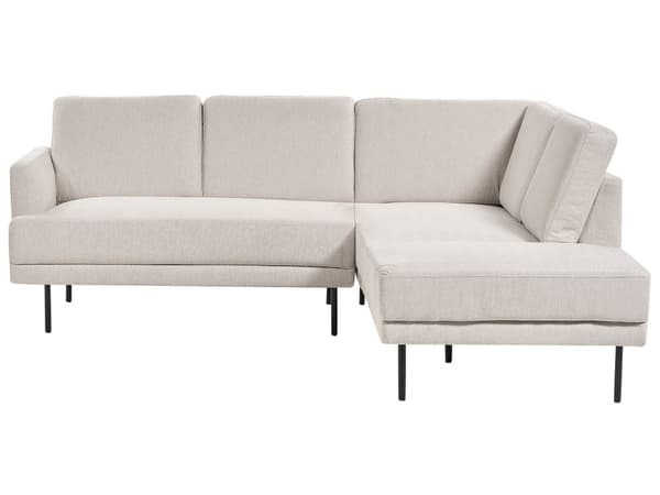 Vänster Hörnsoffa Polyester Ljusbeige 4-sits Möbeltapetserad Metallben Vävt tyg Kuddad rygg Minimalistisk Modern