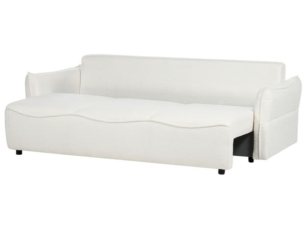 Sovesofa hvid 3-personers boucle med opbevaringsboks sovefunktion sovesofa moderne minimalistisk stil til stue til soveværelse
